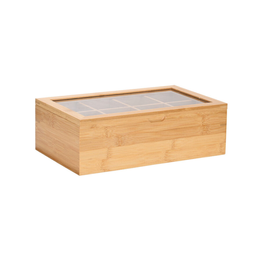 ESTIA ΚΟΥΤΙ ΑΠΟΘΗΚΕΥΣΗΣ ΒΑΜΒΟΟ 8 ΘΗΚΕΣ 31x19x9cm ΜΕ ΚΑΠΑΚΙ