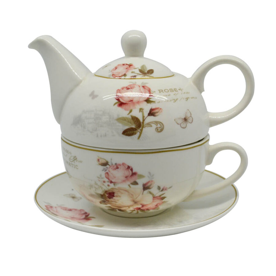 ΣΕΤ ΤΣΑΓΙΕΡΟ BONE CHINA ΣΟΜΟΝ ΤΡΙΑΝΤΑΦΥΛΛΟ 16x14εκ.ANKOR