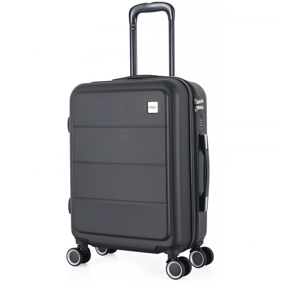 ΒΑΛΙΤΣΑ ΚΑΜΠΙΝΑΣ ANKOR ABS 37x27x55εκ. ΜΕ ΕΠΕΚΤΑΣΗ ΚΑΙ 4 ΡΟΔΕΣ ΜΑΥΡΗ