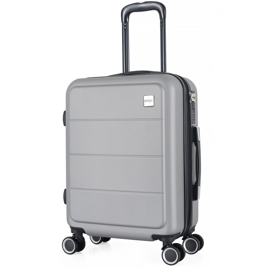 ΒΑΛΙΤΣΑ ΚΑΜΠΙΝΑΣ ANKOR ABS 37x27x55εκ. ΜΕ ΕΠΕΚΤΑΣΗ ΚΑΙ 4 ΡΟΔΕΣ ΓΚΡΙ ΑΣΗΜΙ