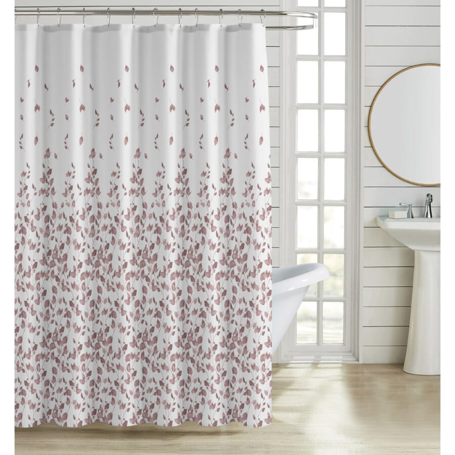 ΚΟΥΡΤΙΝΑ ΜΠΑΝΙΟΥ ΠΟΛΥΕΣΤΕΡΙΚΗ 180x180εκ 90gsm ΜΕ 12 ΚΡΙΚΟΥΣ ΜΕ ΣΧΕΔΙΟ ΦΥΛΛΑ ΣΕ ΑΠΟΧΡΩΣΗ ΣΑΠΙΟΥ ΜΗΛΟΥ ANKOR