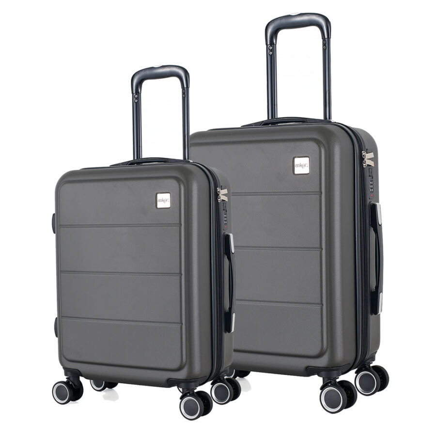 ΣΕΤ 2 ΒΑΛΙΤΣΕΣ ANKOR ABS 37x27x55εκ. ΚΑΙ 41x31x65εκ. ΜΕ ΕΠΕΚΤΑΣΗ ΚΑΙ 4 ΡΟΔΕΣ ΑΝΘΡΑΚΙ